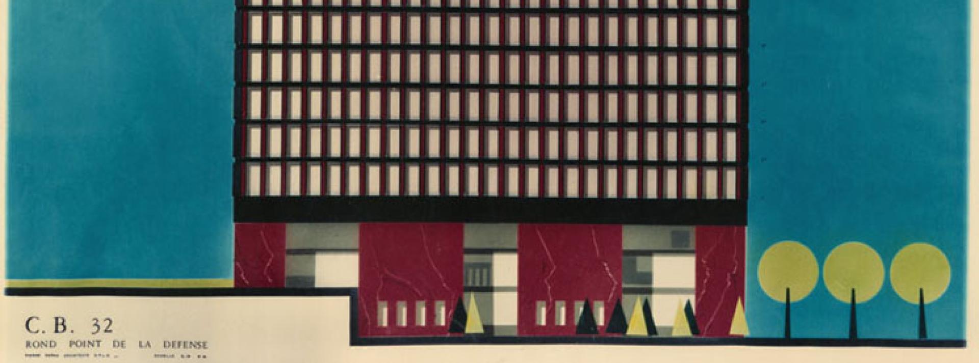 1956-1972. Tour Septentrion, av. Gambetta, quartier de La Défense, Courbevoie (Hauts-de-Seine) : élévation. Fév.1964.