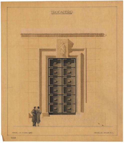 Palais de Chaillot, Paris, étude pour les portes des pavillons, 4 mars 1937